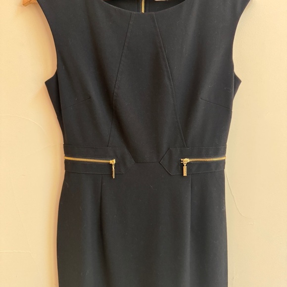 Calvin Klein Black Zipper Embellished Sleeveless Sheath Women Size 2 Knee Length - Picture 6 of 16